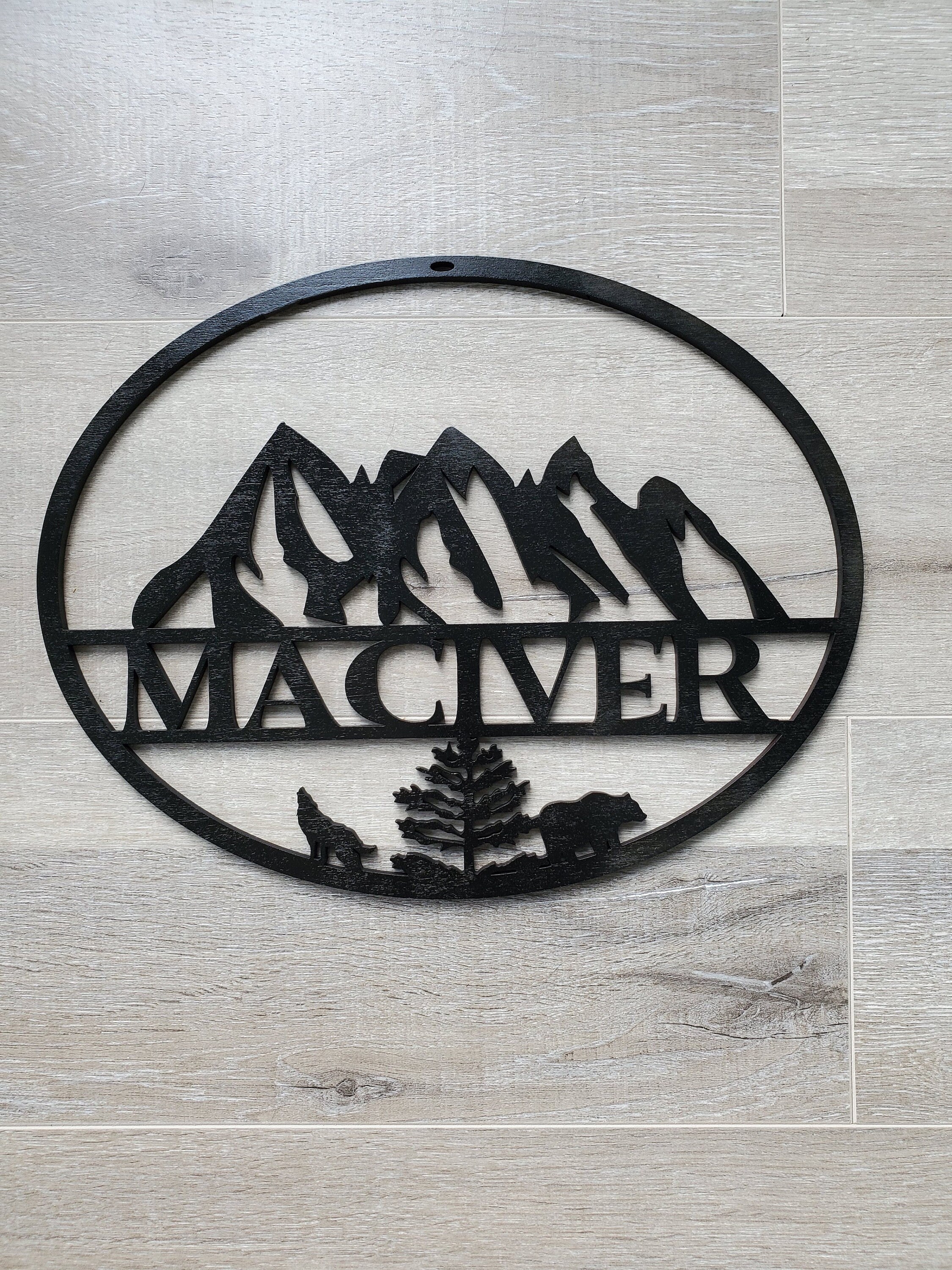 Download Svg File For Mountain Theme Oval Family House Number Sign Etsy