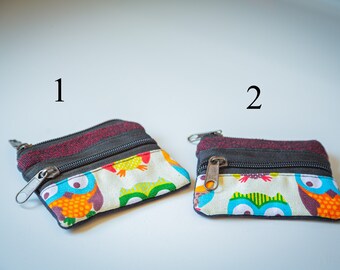 Owl Embroidered Coin Purse, Handmade Cotton Pouch