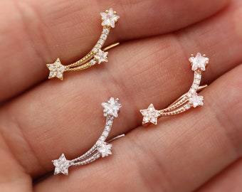 Falling Stars Meteor Long Cartilage or Lobe Earring Helix Piercing Jewelry Plant Crawlers Mismatched Ear Climbers Crawler Earring