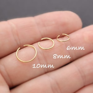 Small Hoop Tiny Hoop Minimalist Earring 18k Gold Silver for Tragus Hoop Cartilage Hoop Helix Hoop Huggie Dainty Surgical Nose Hoop Lip image 5