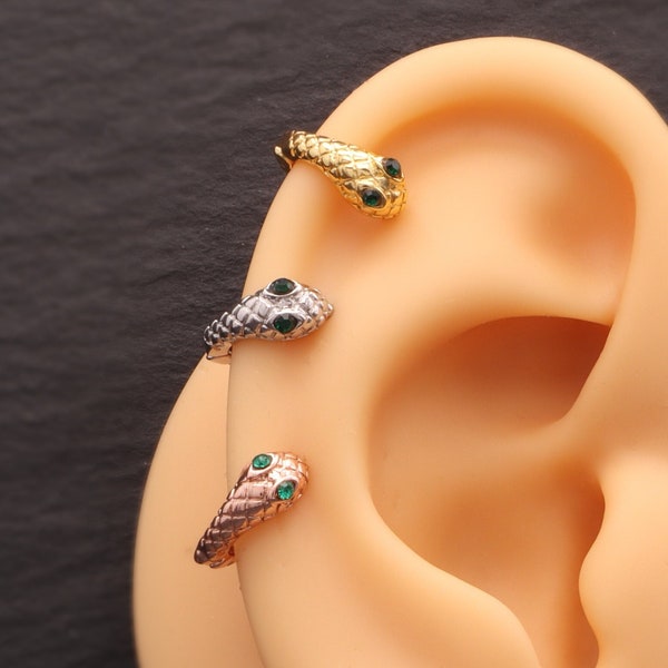 Snake Earring - Serpent Hoop - Tiny Hoops - Gold Silver Rose Earrings - Minimalist Earring Tragus Cartilage Helix Huggie Dainty