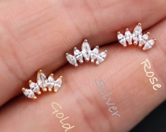 Boucles d'oreilles Couronne en or 18 carats et argent, acier inoxydable 316L, 16 g