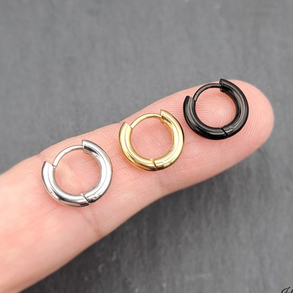 Huggie Hoop Earrings surgical steel Hoops Simple Minimalist Gold Silver Black Sleeper Helix Conch Daith Piercing for Men and Women