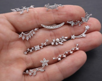 Mismatched Cartilage Earring Helix Piercing Jewelry Plant Ear Crawlers Flower Leaf Gecko Ear Climbers Crawler Earring