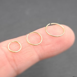 925 Sterling Silver Simple Small Hoop Tiny Minimalist Earring 18k Gold for Tragus Hoop Cartilage Hoop Helix Hoop Huggie Dainty Nose Hoop Lip image 1