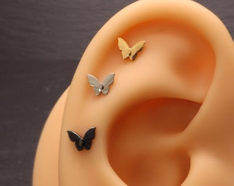 Tiny Butterfly Stainless Steel Shape Ear Cartilage Helix Tragus Rook Small Stud Piercings