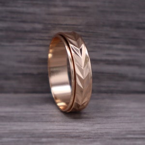 Lady Spinner Ring Personalised Engraved for Women Lightweight Anxiety stress release Fidget Rose Gold Rotatable Custom Text Gift for her