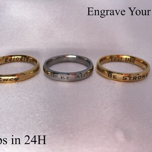 Personalised Engraved Ring Stainless Steel Custom Name Message Gift Unisex