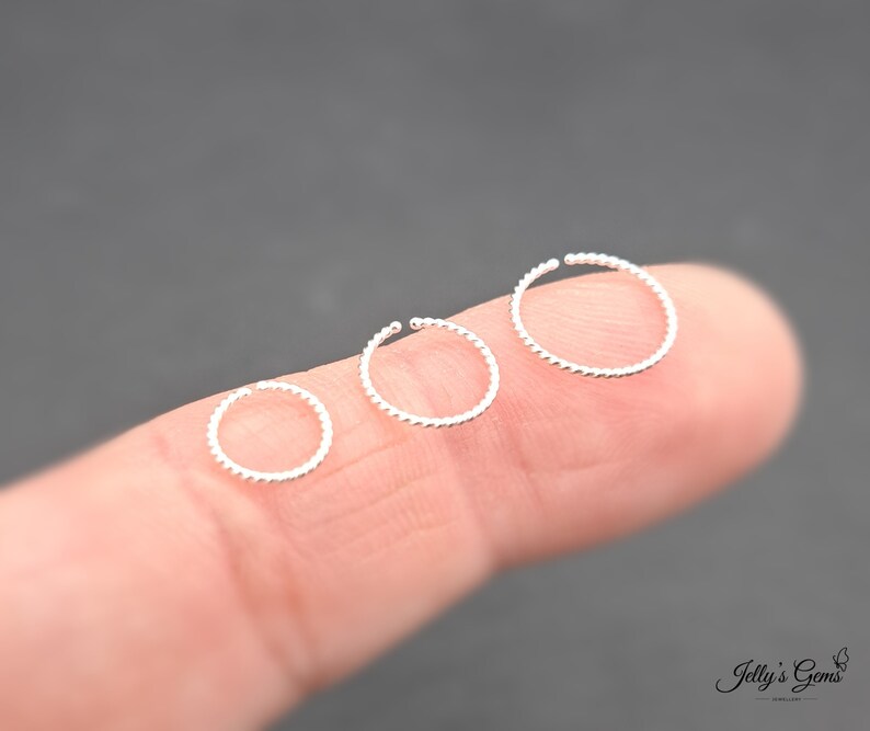 925 Sterling Silver Simple Small Hoop Tiny Minimalist Earring 18k Gold for Tragus Hoop Cartilage Hoop Helix Hoop Huggie Dainty Nose Hoop Lip image 6