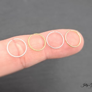 925 Sterling Silver Simple Small Hoop Tiny Minimalist Earring 18k Gold for Tragus Hoop Cartilage Hoop Helix Hoop Huggie Dainty Nose Hoop Lip image 5