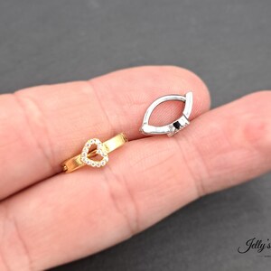 14G Naval Belly Button Piercing Belly Ring Hinged Belly Button Ring Minimalist clicker hinge Belly Bar Body Heart Infinity Flower Butterfly image 6