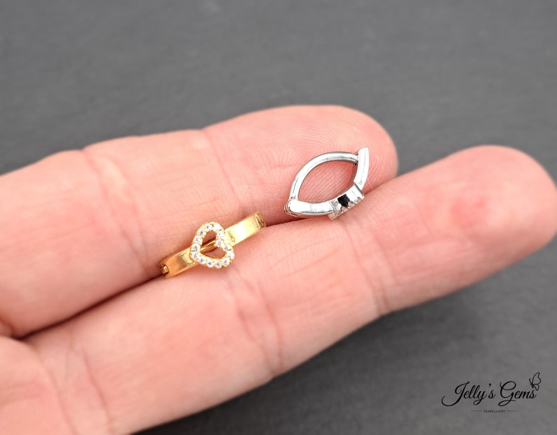 14G Naval Belly Button Piercing Belly Ring Hinged Belly Button Ring Minimalist clicker hinge Belly Bar Body Heart Infinity Flower Butterfly image 6