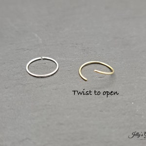 925 Sterling Silver Simple Small Hoop Tiny Minimalist Earring 18k Gold for Tragus Hoop Cartilage Hoop Helix Hoop Huggie Dainty Nose Hoop Lip image 4