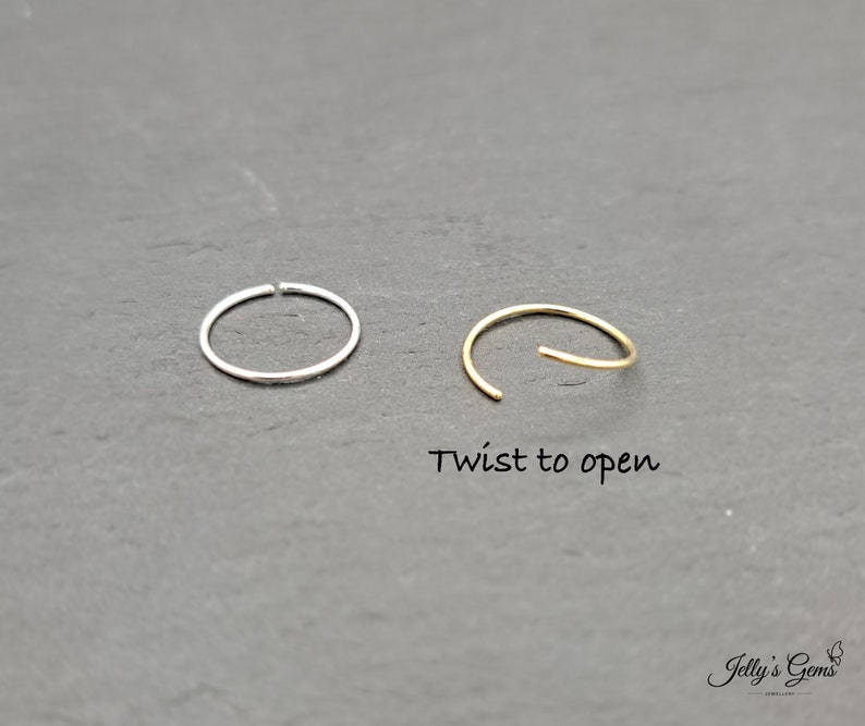 925 Sterling Silver Simple Small Hoop Tiny Minimalist Earring 18k Gold for Tragus Hoop Cartilage Hoop Helix Hoop Huggie Dainty Nose Hoop Lip image 4