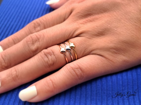 Rose Gold Heart Ring, Heart Shape Ring, 14k Gold Ring, Open Heart