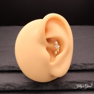 Beautiful Helix Rook Conch & Lobe earrings 18k Gold Silver Rose Cubic Zirconia Cartilage earring barbell lip ear daith labret or curved bar image 7