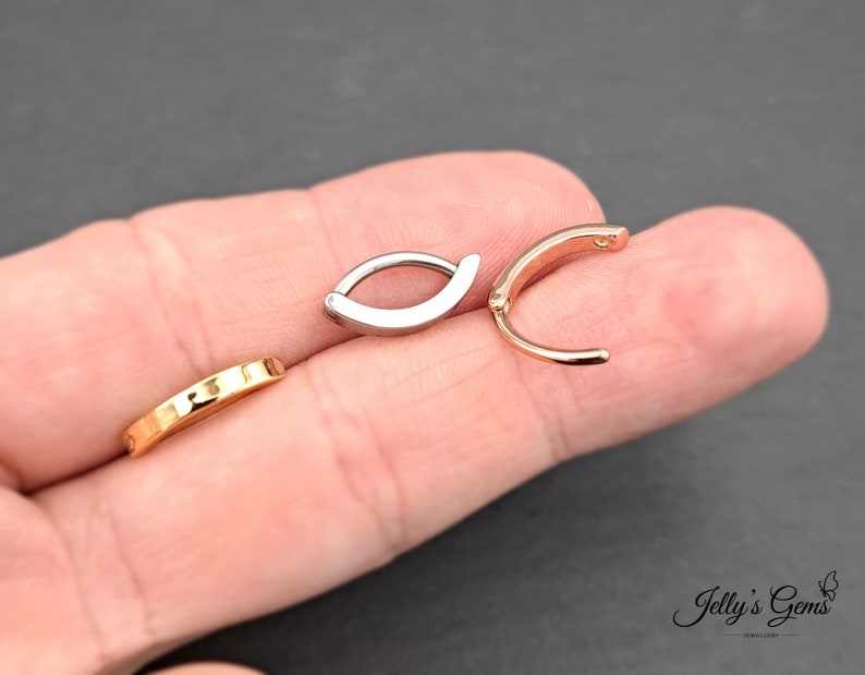 Piercing nombril marine 14G, anneau de nombril articulé, anneau de nombril, charnière à cliquet minimaliste, corps de barre de ventre image 1