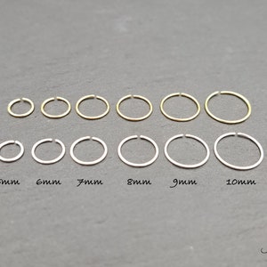 925 Sterling Silver Simple Small Hoop Tiny Minimalist Earring 18k Gold for Tragus Hoop Cartilage Hoop Helix Hoop Huggie Dainty Nose Hoop Lip image 2