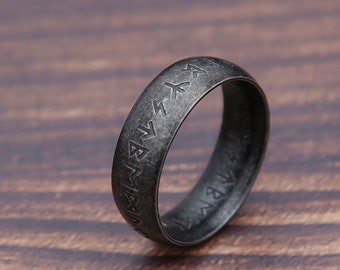 Dark Nordic Retro Viking Rune Ring 316L Stainless Steel Odin Letter Viking Ring Amulet For Men Boyfriend Women Anniversary Gift