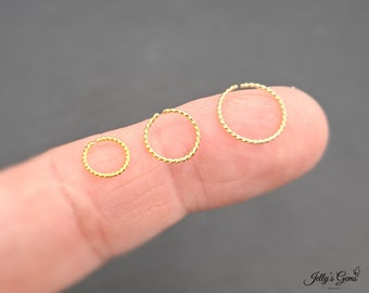 Cerchi di corda in argento sterling 925, semplice, piccolo, minuscolo, minimalista, orecchino, in oro 18 carati, per trago, cartilagine, cerchio, elica, Huggie, delicato naso, labbro