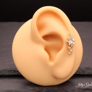 Beautiful Helix Rook Conch & Lobe earrings 18k Gold Silver Rose Cubic Zirconia Cartilage earring barbell lip ear daith labret or curved bar image 6