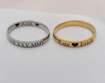 Beautiful Personalised Engraved Ring Stainless Steel Custom Name Message Women Gift For Her