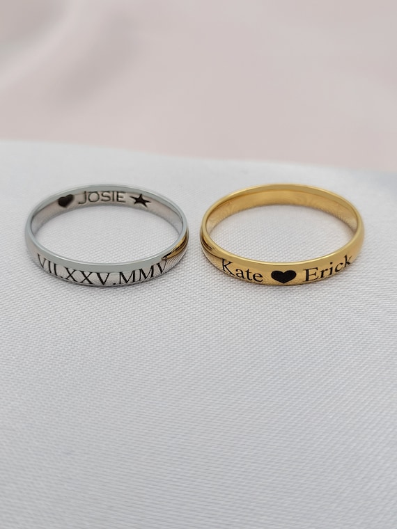 Beautiful Personalised Engraved Ring Stainless Steel Custom Name