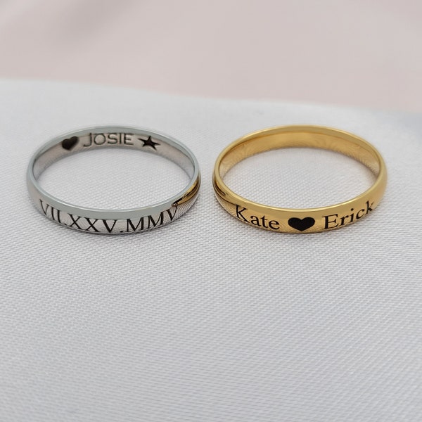 Beautiful Personalised Engraved Ring Stainless Steel Custom Name Message Women Gift For Her