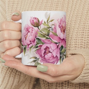 Pink Peonies Mug, Peony Mug, Flowers Mug, Pink Peonies | Peony, Coffee Mug, Gift for Her, Gift from Mom, Garden lover mug, Nature Mug