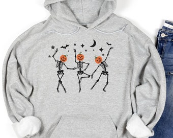 Halloween sweatshirt, fall sweatshirt, dancing skeleton sweatshirt, halloween, pumpkin sweatshirt, skeleton sweatshirt