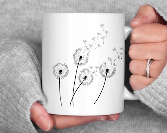 Dandelion Mug, Inspirational Mug, Windflower, Nature Lover Gift, Nature Mug, Boho Windflower Mug, Dandelion Gift for Her