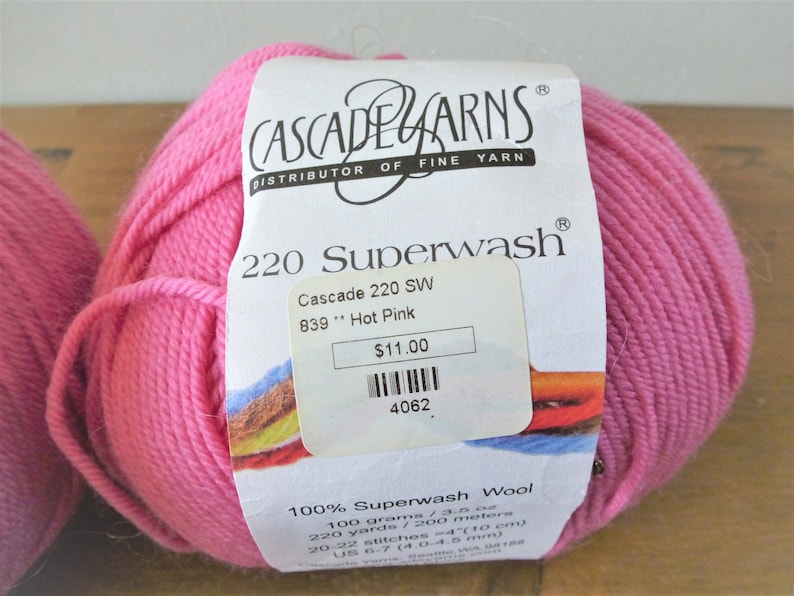 220 super wash wool yarn by Cascade Pink