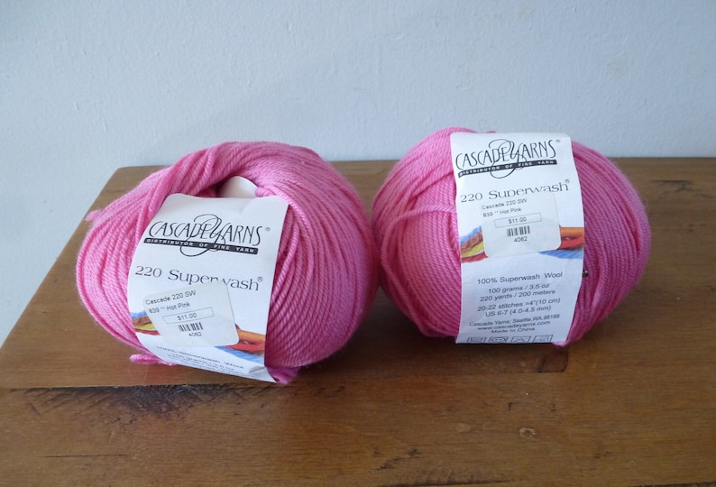220 super wash wool yarn by Cascade Pink