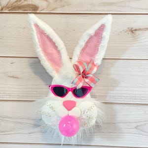 Easter Bunny Wreath Attachment, Rabbit Wreath Embellishment, Wreath Enhancement, Wreath Kit, Wreath Supplies, Bubble Gum Bunny