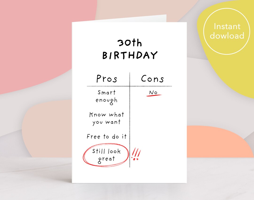 30th Birthday Card Printable. Funny Birthday Card for Best Friend Birthday - Etsy 30th-birthday-card-printable-funny-birthday-card-for-best-friend-birthday-etsy