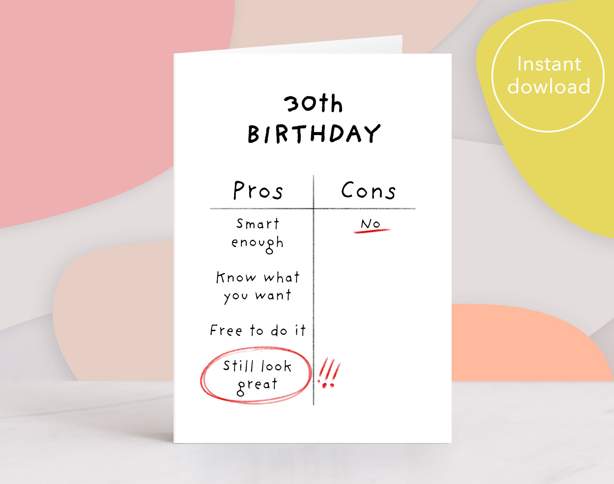 30th birthday card printable funny birthday card for best etsy