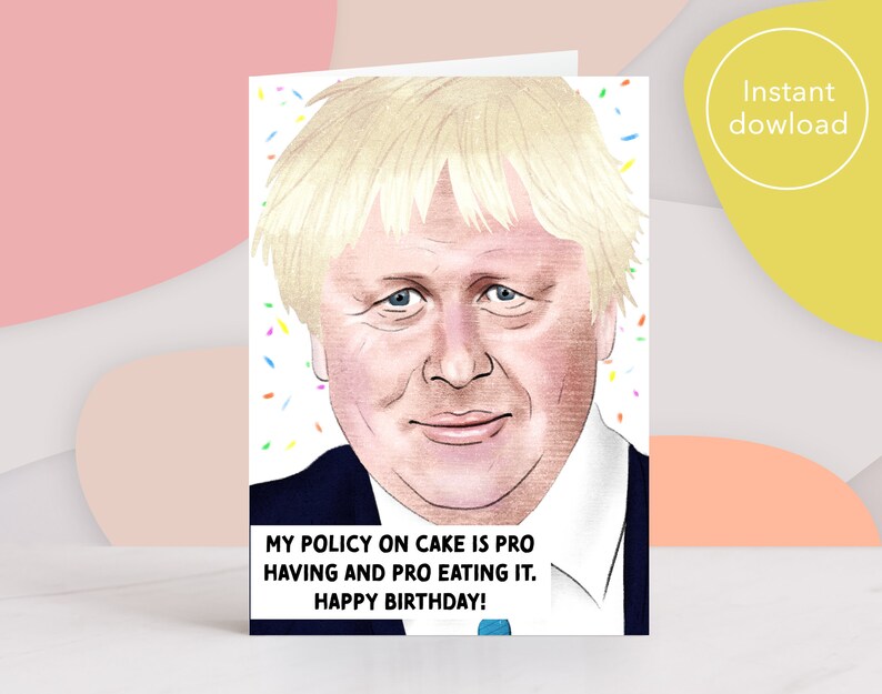 Boris Johnson Funny Birthday Card Printable. Political humor | Etsy