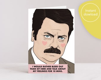Ron Swanson Birthday Card Printable. Parks and Recreation | Etsy