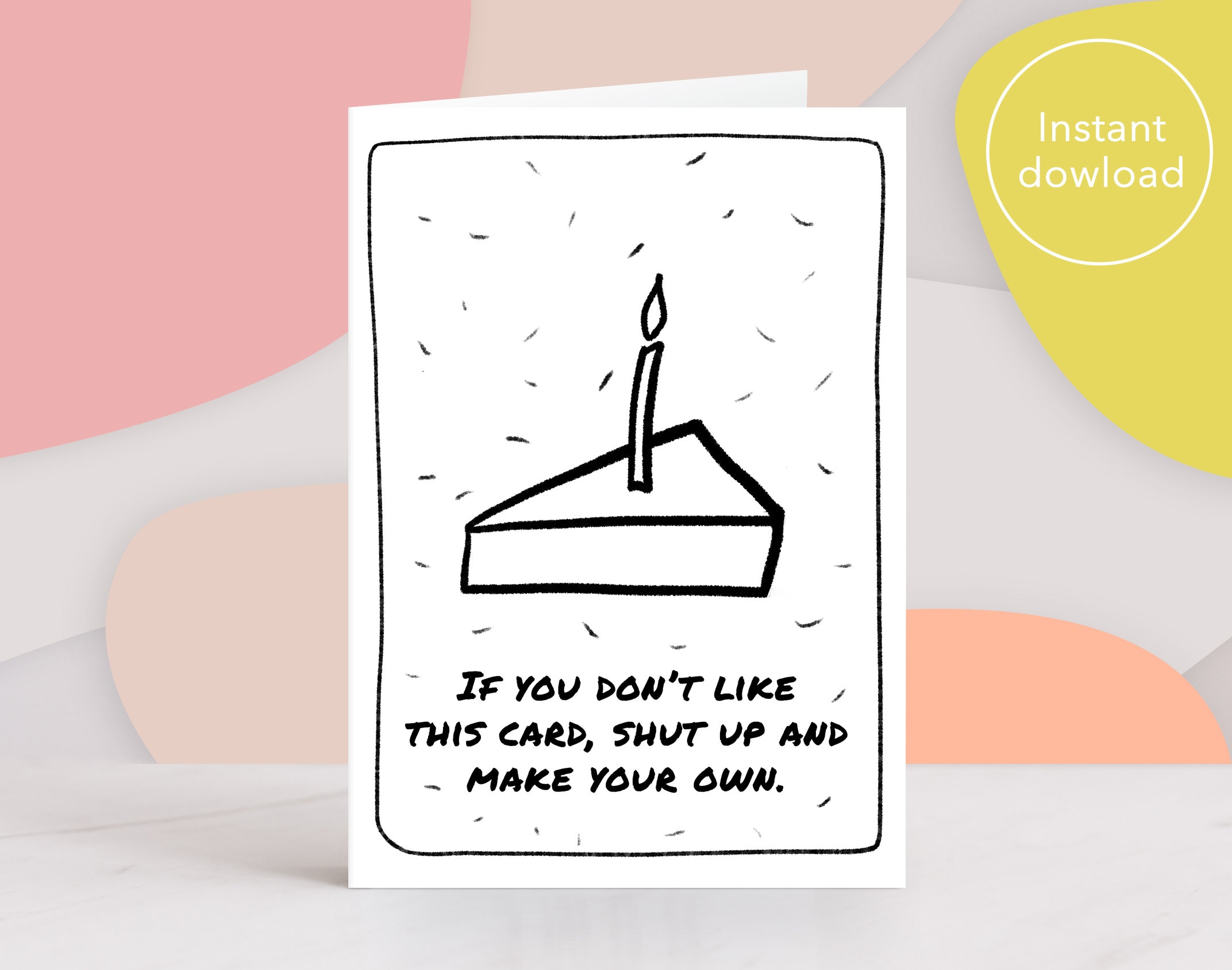 Funny Birthday Card Printable. Black and white downloadable | Etsy