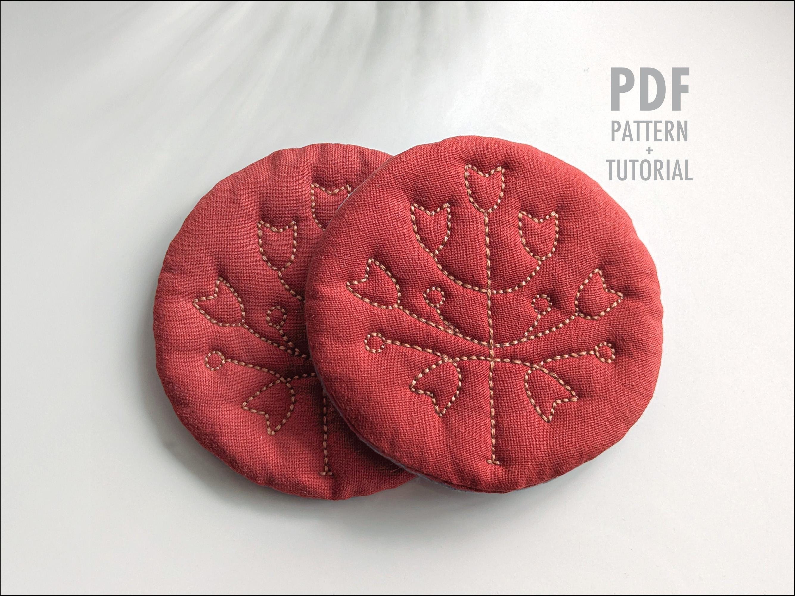 Embroidered Floral Fabric Coaster Sewing PDF Pattern, Quilted Up-cycled ...