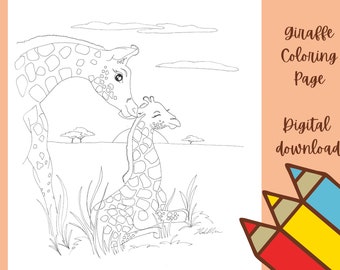 Giraffe Coloring Etsy