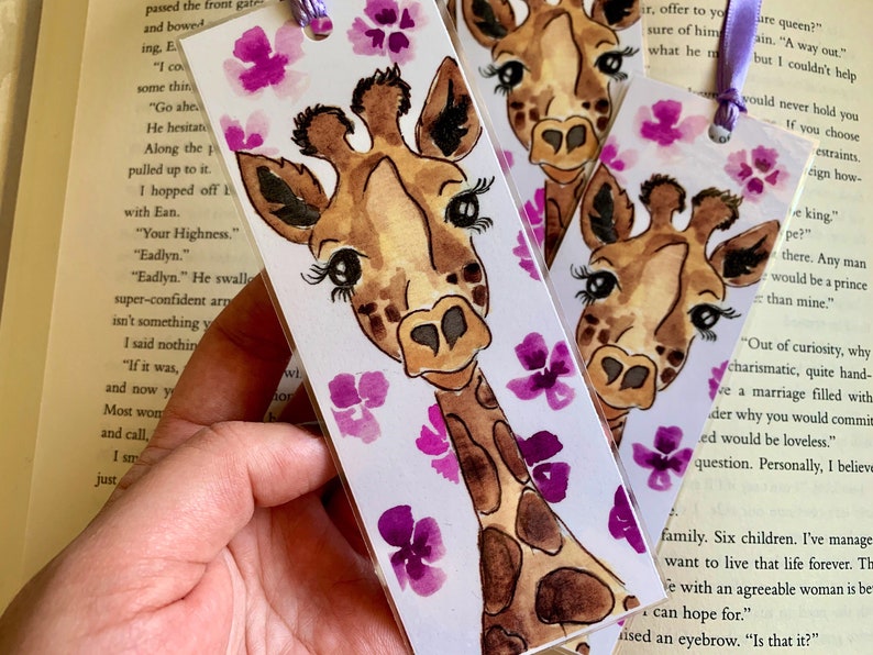 Giraffe Bookmark Watercolor Giraffe Giraffe Gifts for Women - Etsy Norway