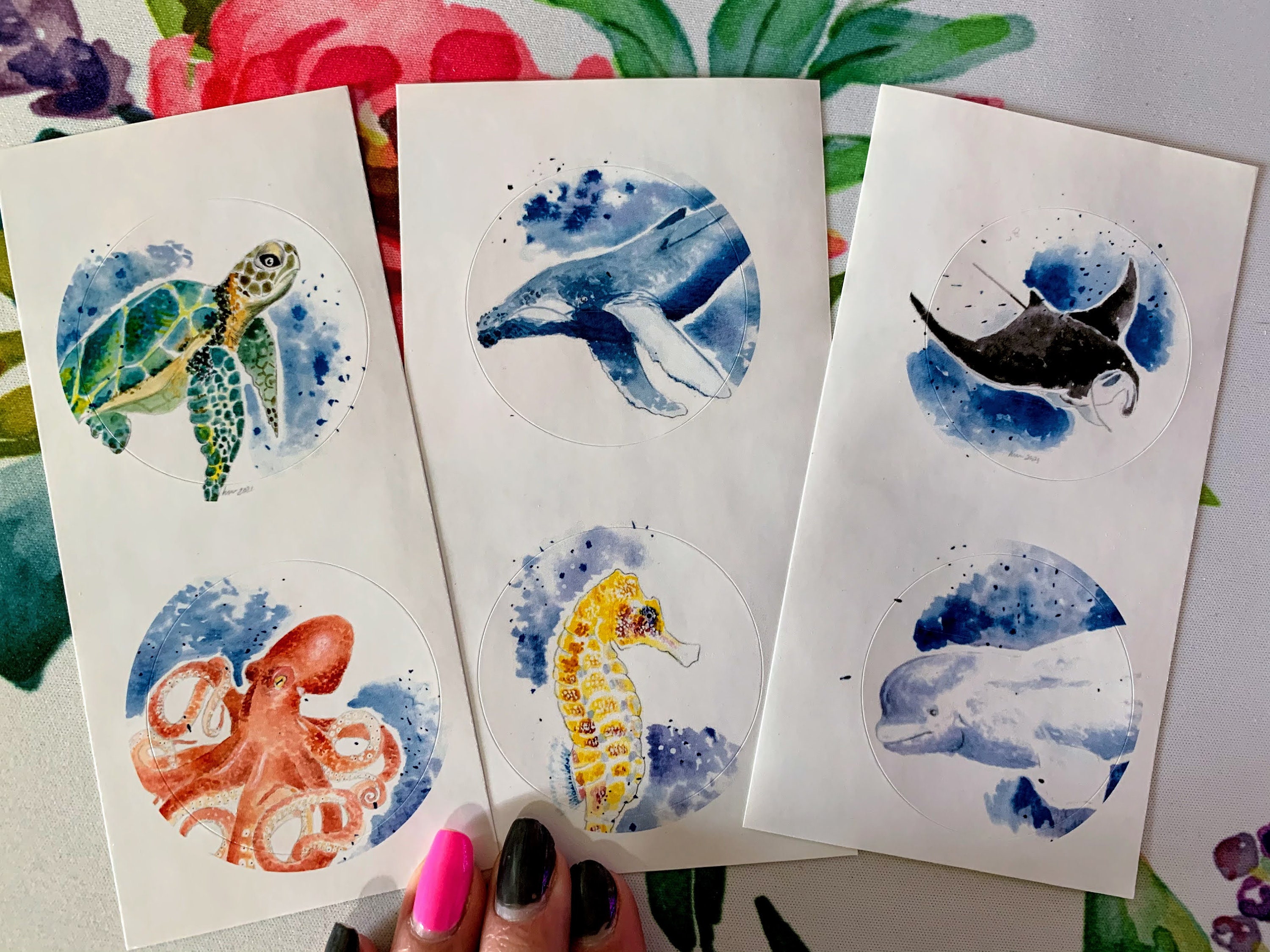 Sea Life Note Sea Life Note Card Set Set of 6 with envelopes with - Etsy.de