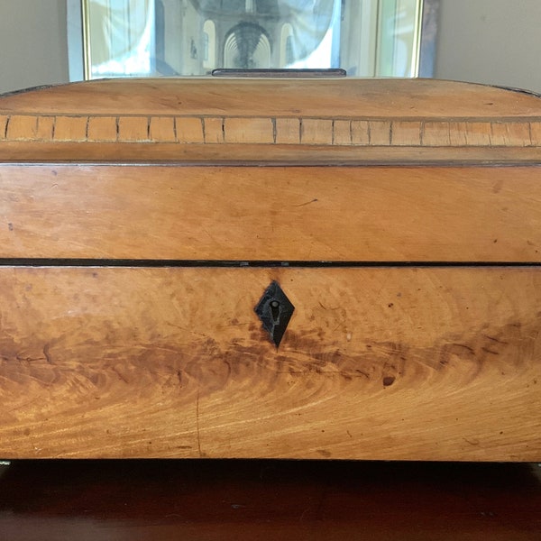 1820 Rare Georgian Satinwood Sarcophagus Tea Caddy