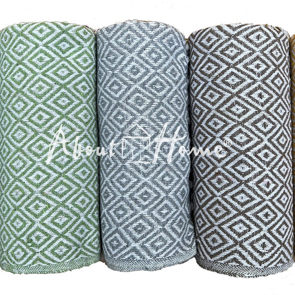 Diamond Cotton Throws with fringes by About Home