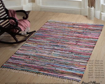 Handwoven Multi-coloured Chindi Rich Rag Rugs