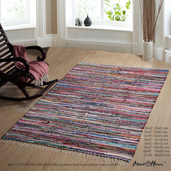 Handgewebte mehrfarbige Chindi Rich Rag Rugs