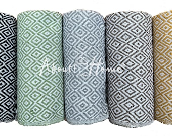 Diamond Cotton Throws with fringes by About Home