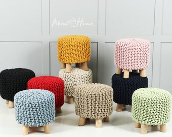 About Home Hand Knotted wooden stools