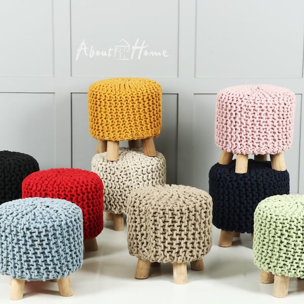 About Home Hand Knotted wooden stools
